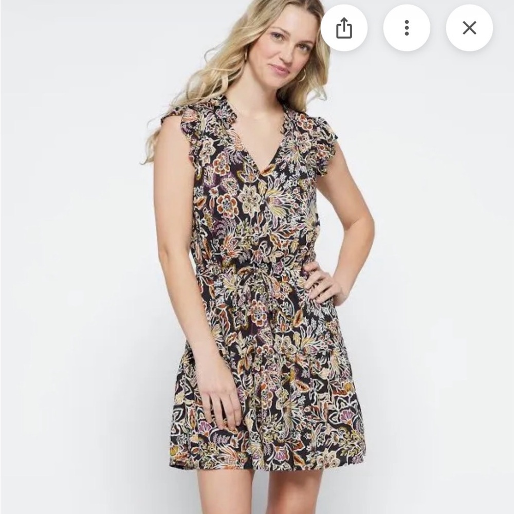 Velvet By Graham and Spencer Paloma Women’s M Black Floral Flutter Sleeve Dress